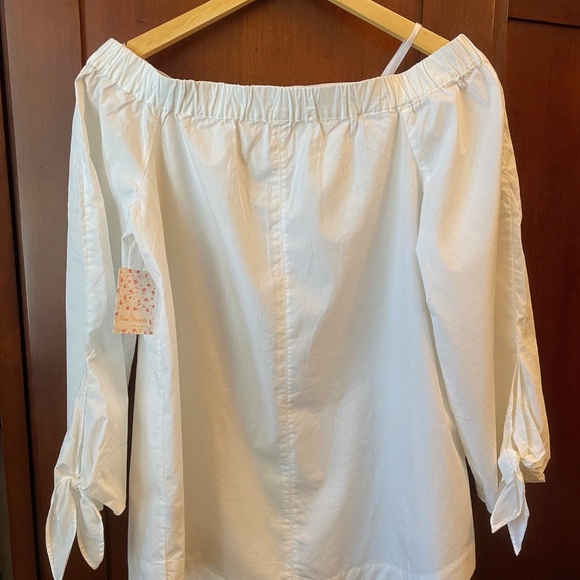 ☀️SALE☀️ NWT FREE PEOPLE Off The Shoulder 3/4 Sleeve Blouse W/Ties - Picture 3 of 7
